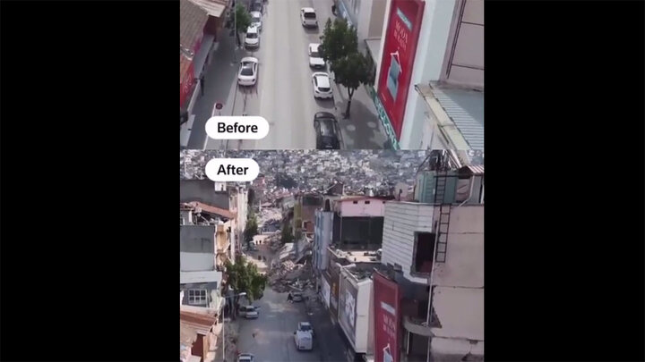 تصاویر آخرالزمانی از شهر «هاتای» ترکیه قبل و بعد از زلزله + فیلم