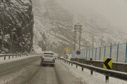 بارش سنگین برف در جاده چالوس / جاده چالوس مسدود شد؟