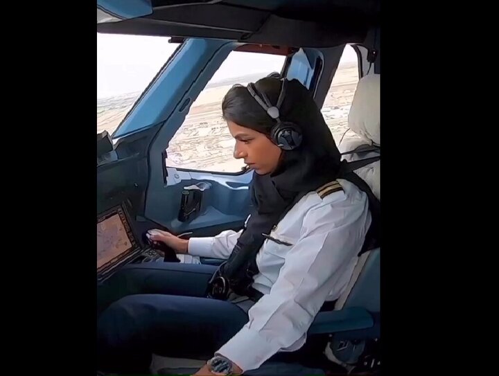 تیک‌آف هواپیما توسط خلبان زن با حجاب + فیلم