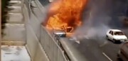 تصاویری وحشتناک از لحظه منفجر شدن پژو ۴۰۵ در تهران / فیلم