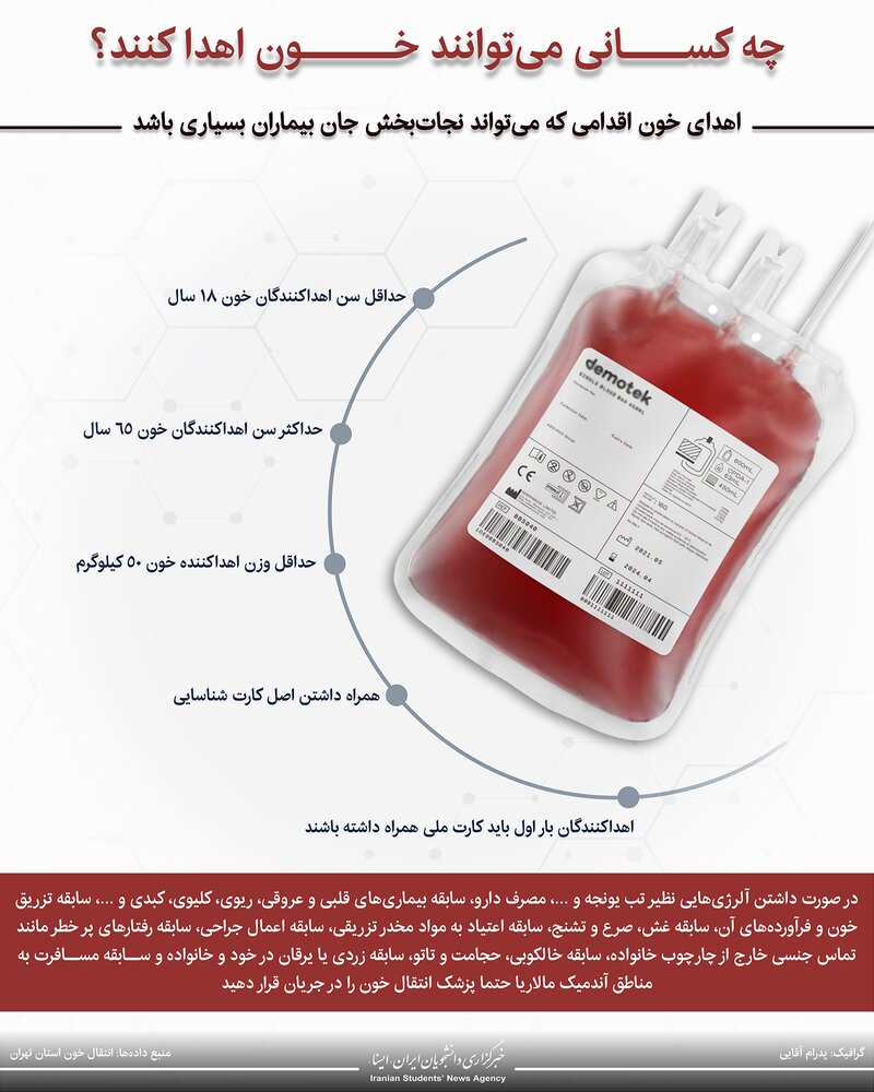 اینفوگرافیک / چه کسانی می‌توانند خون اهدا کنند؟