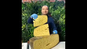 برش بزرگترین پنیر تبریز + رکورد شکسته شد / فیلم