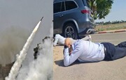 اصابت موشک مقاومت به نزدیکی خودرو وزیر اسرائیل/ فیلم