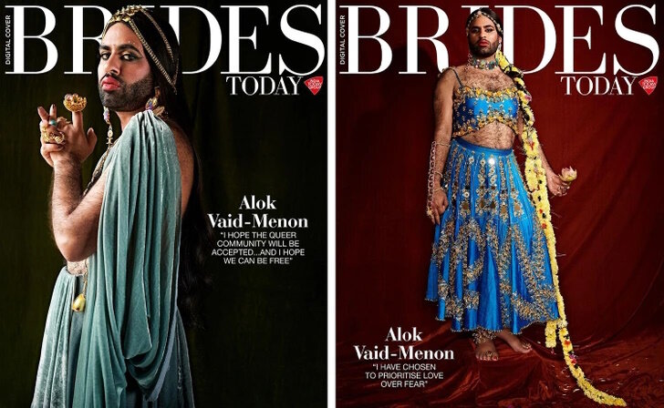 تصاویر جنجالی یک مرد پرمو در لباس عروس هندی