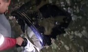فیلمی بهت‌آور از ریزش کوه روی خودروها در جاده چالوس