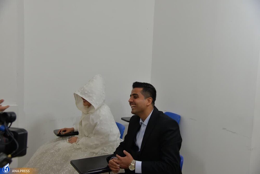 حضور عجیب دانشجوی بوشهری در جلسه امتحان با لباس عروس + تصاویر