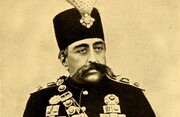 عکس یادگاری رنگی شده شاه قاجار با پلنگ ایرانی