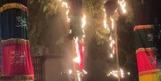 حمله وحشیانه افراد ناشناس به هیئت امام حسین و آتش زدن علم عزای سیدالشهدا(ع) در اصفهان + فیلم