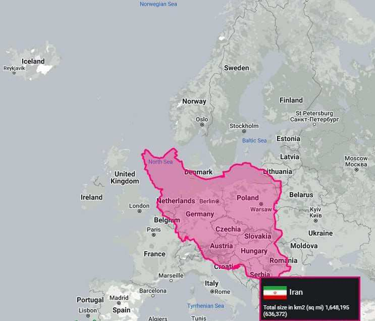 اندازه واقعی ایران رو نقشه در مقایسه با اروپا! / از دیدن عکس شوکه می شوید