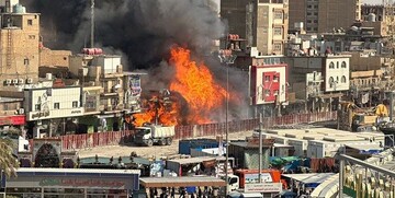 صدای انفجار در یکی از خیابان‌های اطراف حرم کربلا + فیلم آتش سوزی