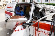 تصاویری تلخ از لحظه برخورد راکت اسرائیلی به خودرو آمبولانس / فیلم