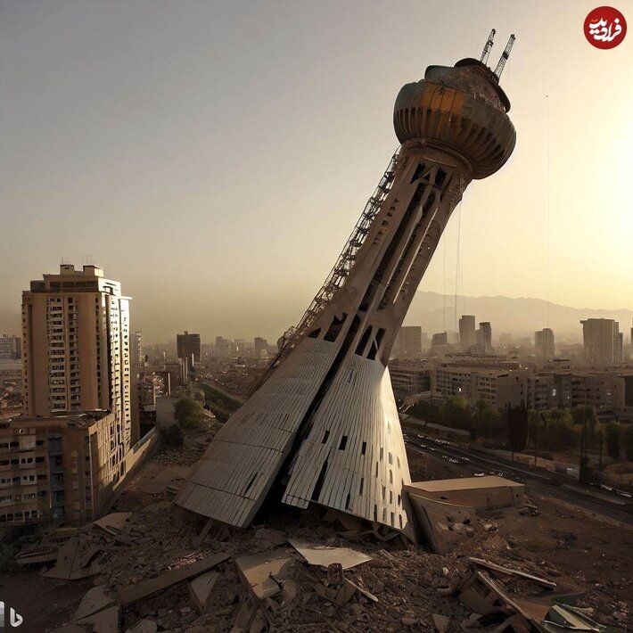  پیش‌بینی هوش مصنوعی از وضعیت برج میلاد بعد از زلزله ۷،۹ ریشتری تهران