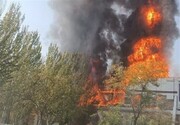 آتش سوزی عجیب پل هوایی مشهد + فیلم