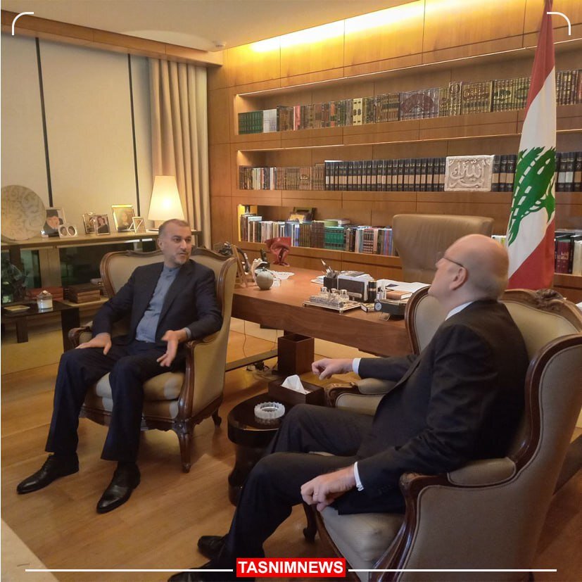 دیدار صمیمی امیرعبداللهیان با نخست‌وزیر لبنان