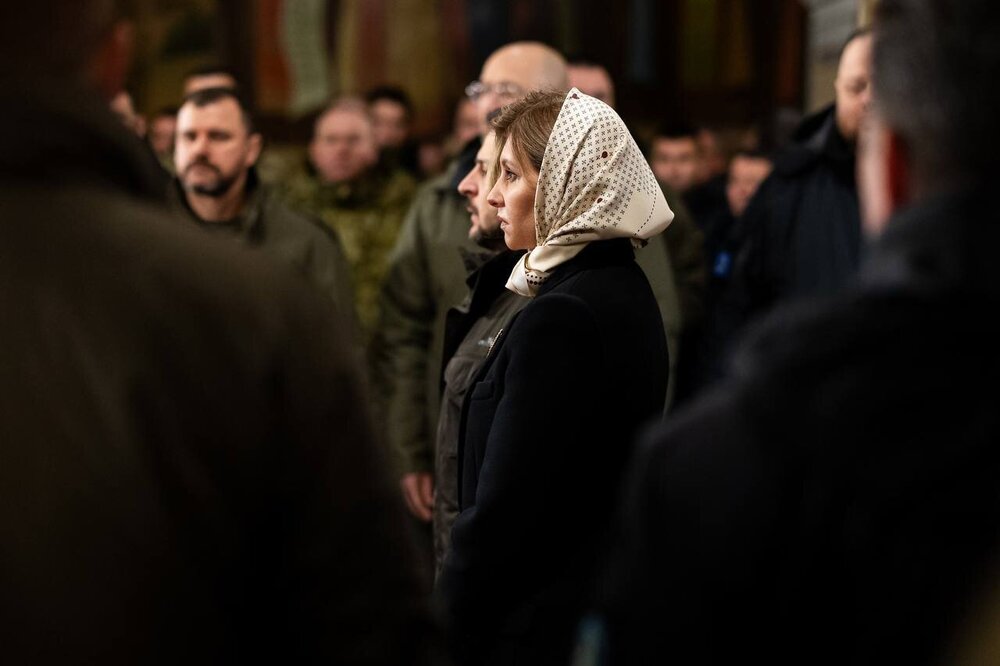 پوشش باحجاب همسر زلنسکی در یک مراسم یادبود