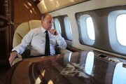 تصاویری از اسکورت هواپیمای پوتین در سفر به امارات  /فیلم