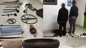 دستگیری جویندگان گنج با دستگاه گنج یاب هنگام پیدا کردن گنج گرانبها