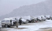 بارش برف سنگین در عربستان! / فیلم