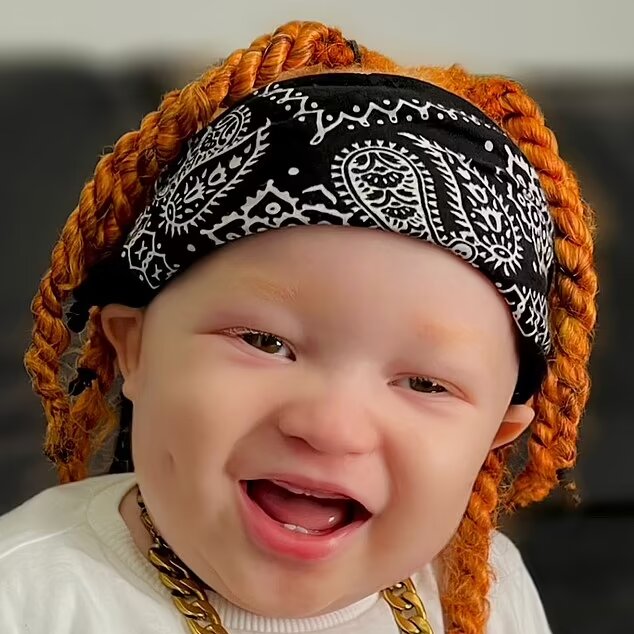 تولد نوزاد عجیب با موهای نارنجی از پدر و مادری سیاه پوست