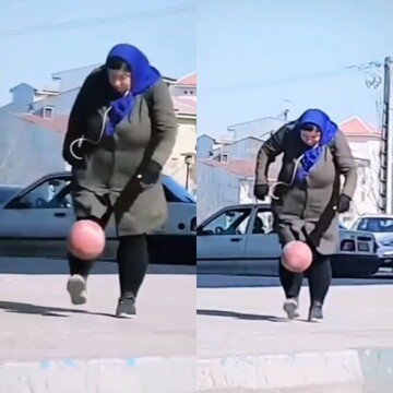 مهارت فوق‌العاده یک زن در روپایی زدن وسط خیابان + فیلم