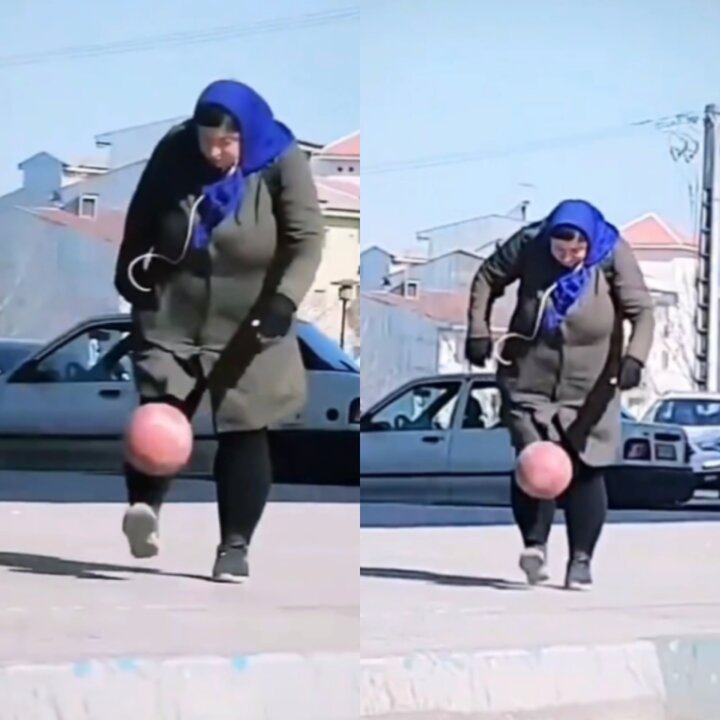 مهارت فوق‌العاده یک زن در روپایی زدن وسط خیابان + فیلم