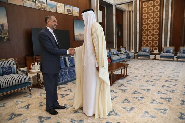 جزئیات دیدار مهم امیرعبداللهیان با امیر قطر | شیخ تمیم آخرین نتایج تلاش های قطر برای تحقق آتش بس را تشریح کرد