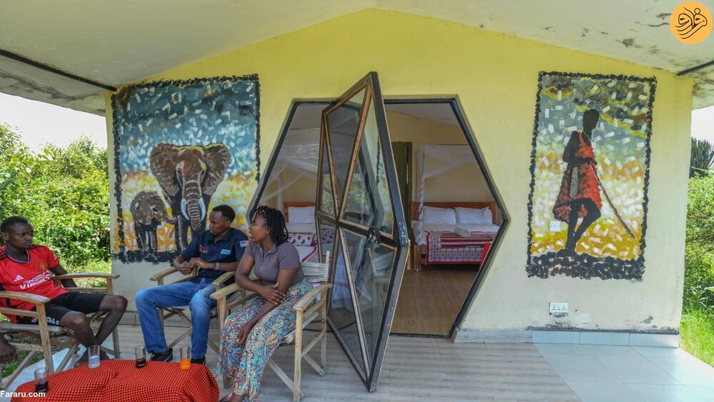 ساخت خانه عجیب برای گردشگران در آفریقا با بطری‌های پلاستیکی + تصاویر