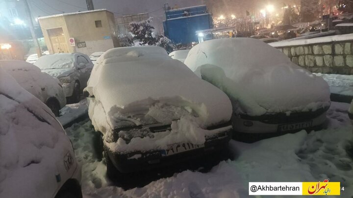 عکس شوکه کننده از ارتفاع برف در تجریش تهران