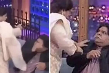 ویدئوی عجیب از کتک زدن مجری توسط یک خانم در تلویزیون / فیلم