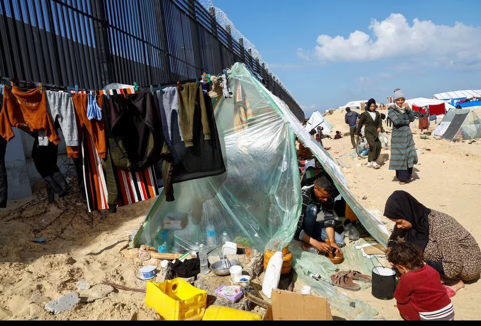 آوارگان فلسطینی در اطراف شهر رفح غزه - مرز مصر - عکس : رویترز