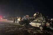 اولین فیلم از تصادف زنجیره‌ای در اتوبان تبریز - تهران
