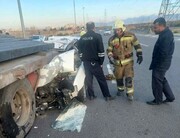 تصادف وحشتناک پژو پارس با کامیون در تهران