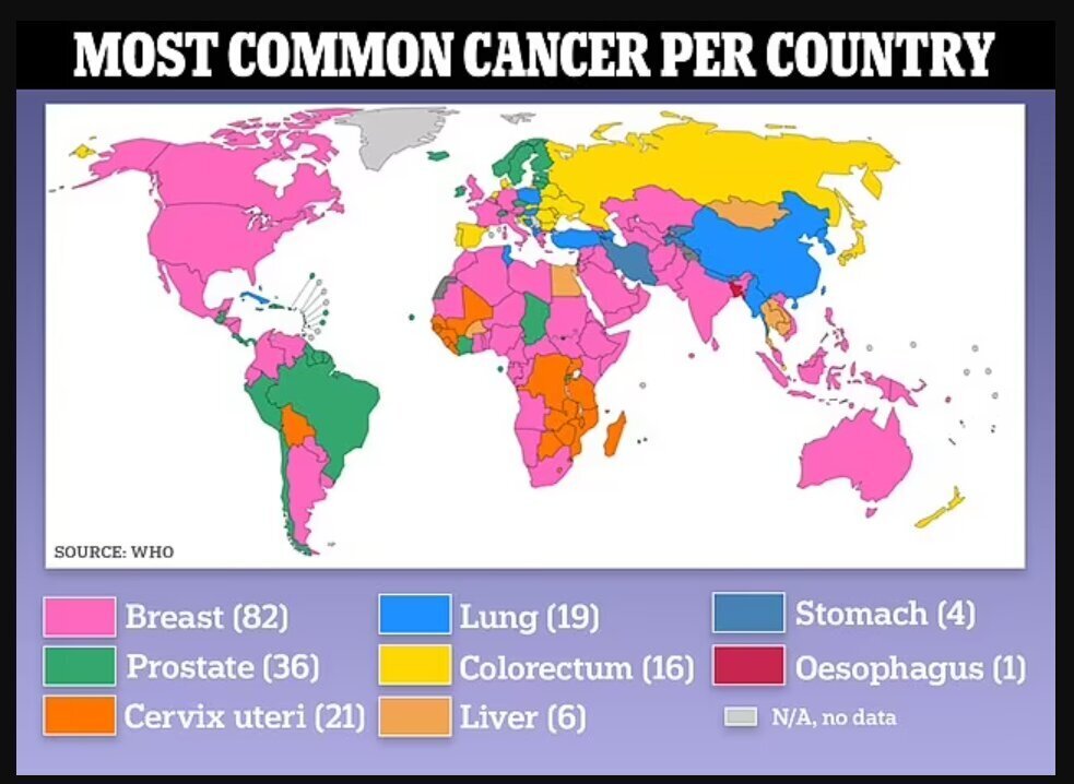 انتشار جدول جهانی شیوع سرطان‌ها در کشورها؛ ایران به کدام نوع از سرطان شناخته شده است؟
