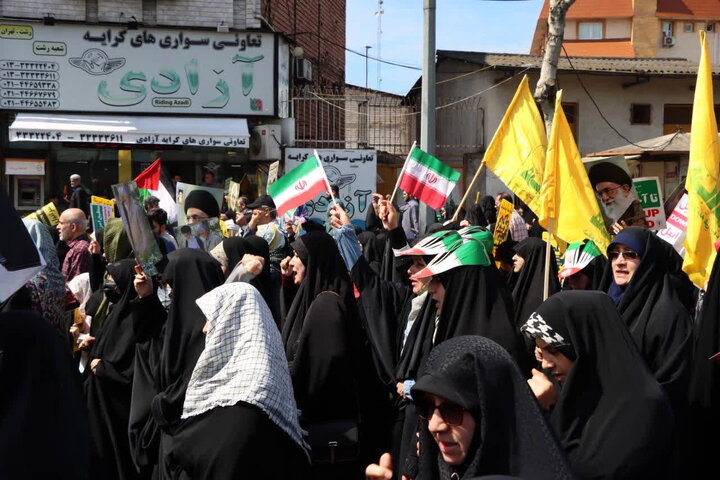 حضور پرشور شهروندان لنگرودی در حمایت از مردم فلسطین در راهپیمایی روز قدس / فیلم