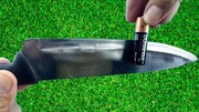 آموزش تیزکردن چاقو با یک باتری قلمی + فیلم
