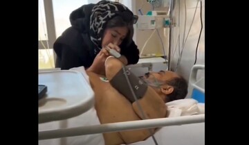 ویدئویی عاشقانه از رضا داوودنژاد و همسرش غزل بدیعی در بیمارستان + تشکر آقای کارگردان از عروسش