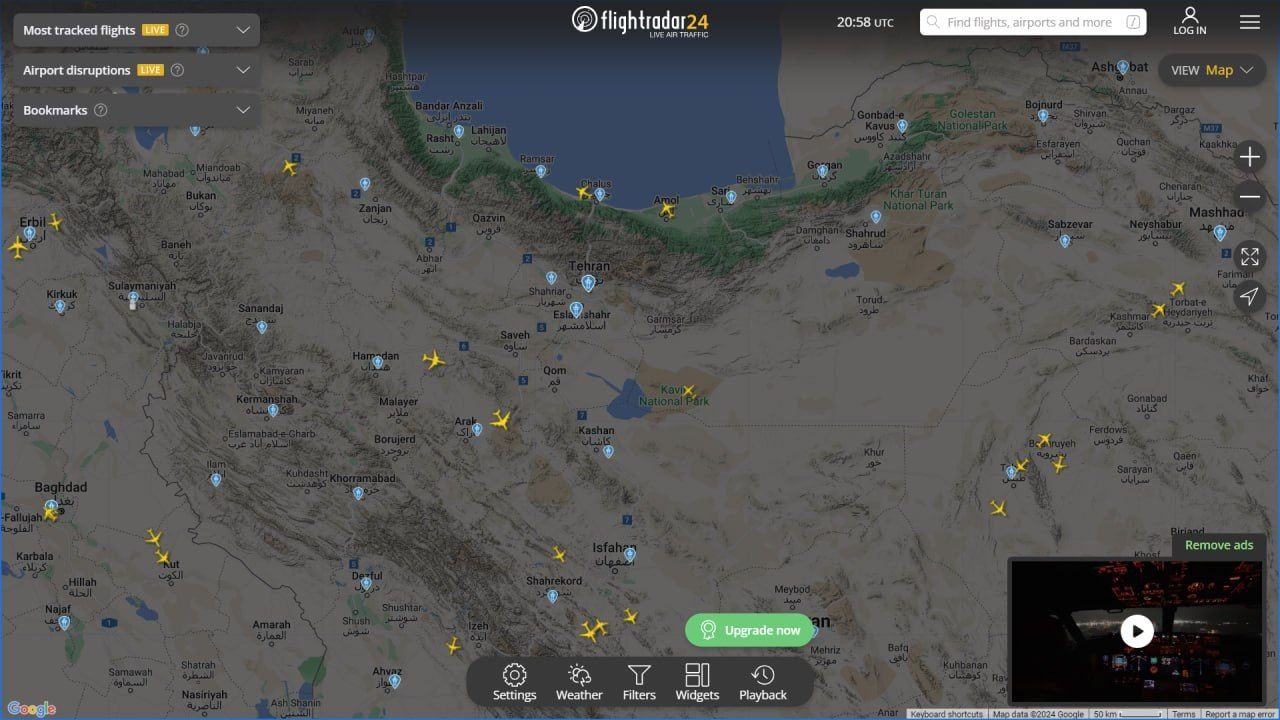 تصویری از وضعیت پروازهای کنونی در آسمان ایران + عکس