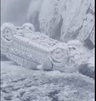 فیلم آخرالزمانی و باورنکردنی از طوفان یخ در چین / همه چیز یخ زد + فیلم