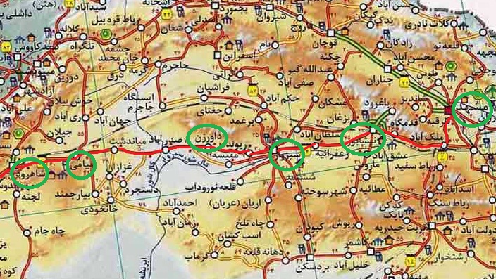 کوتاهترین مسیر اصفهان به مشهد