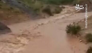لحظه سیلابی شدن رودخانه ورگر آبدانان در استان ایلام + فیلم