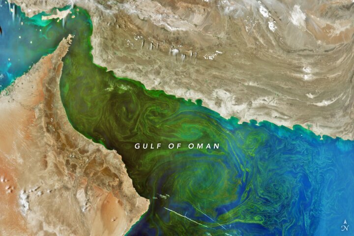 (تصویر) چشم‌انداز رنگ‌رنگ ناسا از تنگه هرمز و دریای عمان