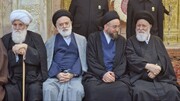 حضور فرزند ارشد رهبر انقلاب در مراسم تدفین پیکر رئیس‌جمهور شهید آیت الله رئیسی + عکس