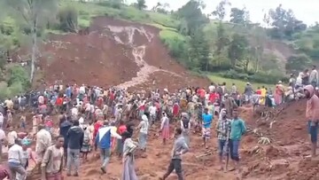 تصاویر دلهره آور از لحظه رانش مرگبار زمین در اتیوپی + فیلم