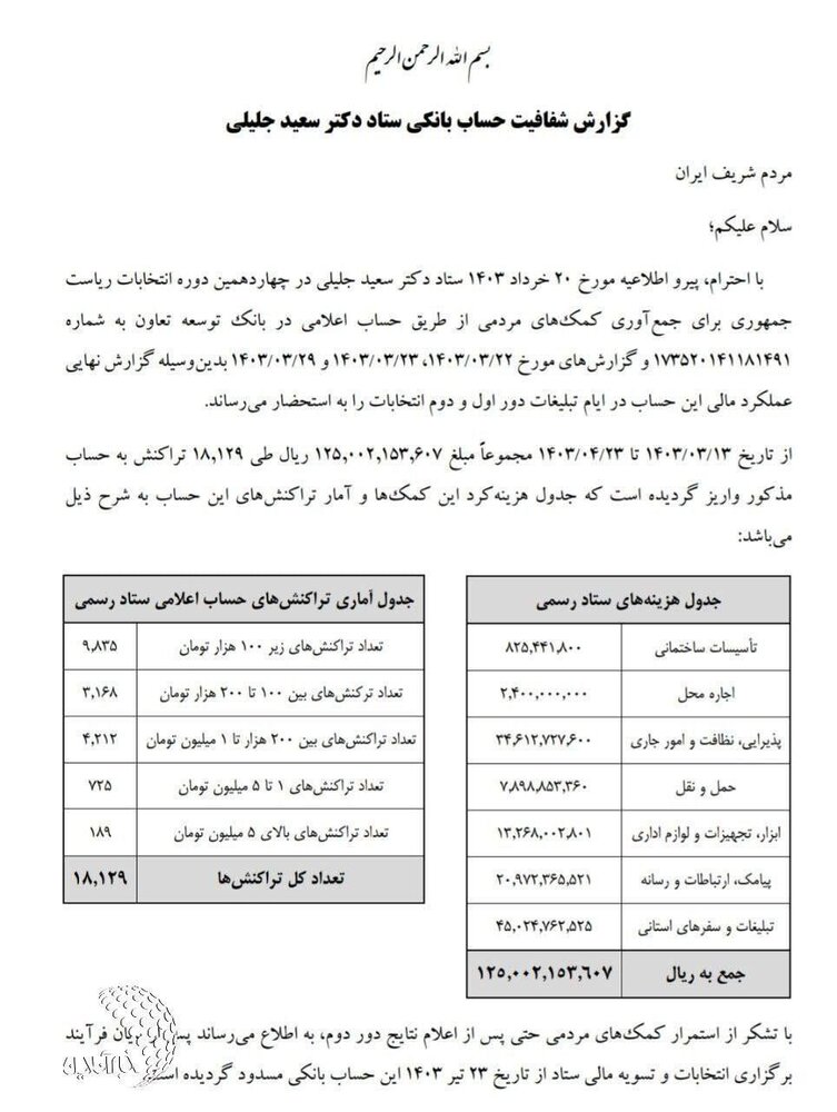 عکسی از حساب بانکی سعید جلیلی که پر سروصدا شد