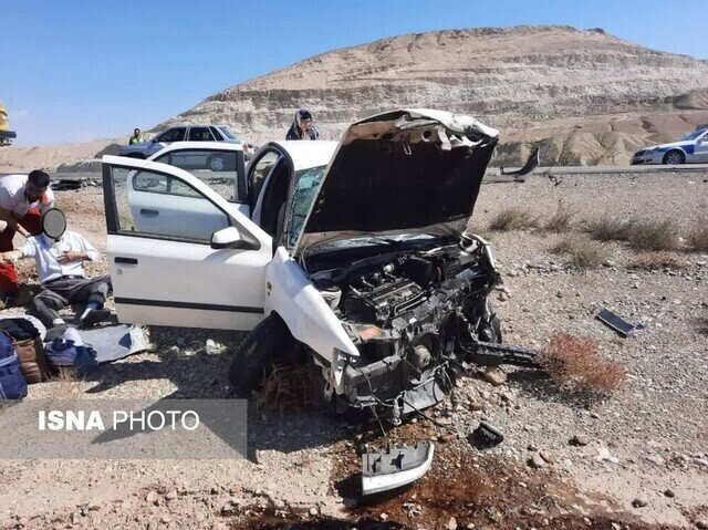 (تصویر) مصدومیت ۷ نفر در تصادف شدید پراید و سمند در سمنان_فیروزکوه