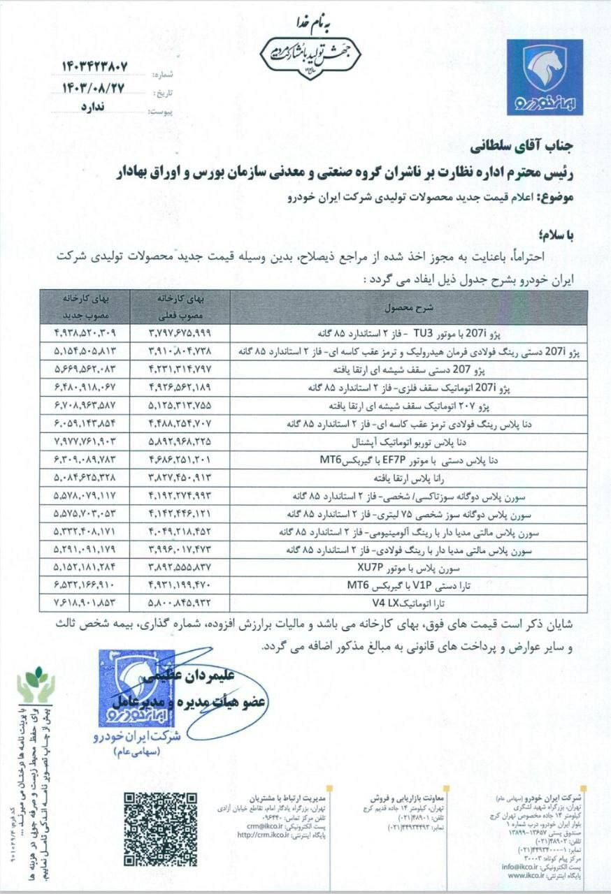 اعلام قیمت جدید محصولات ایران خودرو و سایپا بعد از افزایش نجومی / کوییک یک شبه 100 میلیون تومان گران شد!