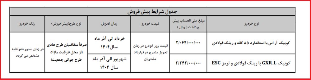 آغاز پیش فروش کوییک GXR-L و کوییک RS + شرایط و قیمت