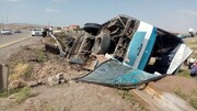 مصدومیت ۱۹ هموطن درپی واژگونی اتوبوس مسافربری در خراسان رضوی + جزییات حادثه