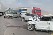 تصادف وحشتناک در عمان بر اثر گرد و غبار شدید + فیلم