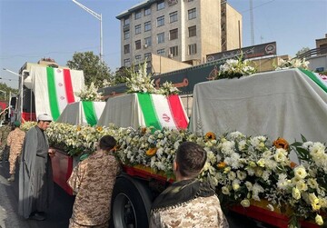 تصاویر جدید ازحضور ظریف و قالیباف در مراسم تشییع شهدای اقتدار